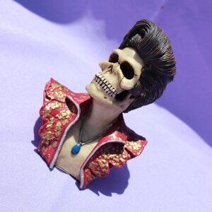 VINTAGE - Elvis Style Skull Skeleton Zombie Figurine Resin Vest NEW w/ Box